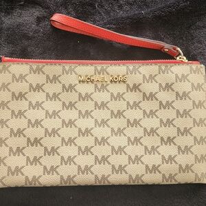 Michael Kors Beige and Red Wristlet